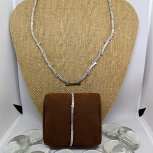 NADRI Shiny & Satin Silver w/cz necklace & bracelet